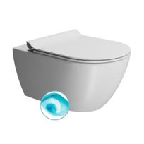 GSI Pura 881509 pakabinamas klozetas su SWIRLFLUSH® nuplovimo sistema, su lėtaeigiu dangčiu, baltos matinės spalvos