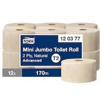 Tualetinis popierius Tork Mini Jumbo T2 (120377) natūralios spalvos tualetinio popieriaus ritinys Advanced