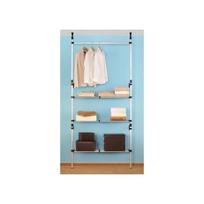 Teleskopinė drabužių spintos sistema su strypais ir lentyna, aliuminis 70-115 x 40 x 250-300 cm