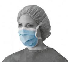 LyncMed Trisluoksnė vienkartinė veido kaukė su raišteliais, mėlyna (50 vnt.)