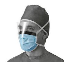 LyncMed vienkartinė veido kaukė su skydeliu ir gumytėmis, mėlyna (50 vnt.)