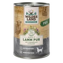 WILDES LAND lamb pure begrūdžiai konservai suaugusiems šunims su ėriena ir dygminų aliejumi, 400 g