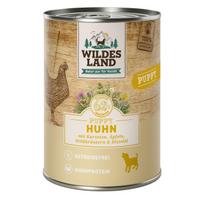 WILDES LAND Puppy chicken begrūdžiai konservai šuniukams su vištiena ir morkomis, 400 g