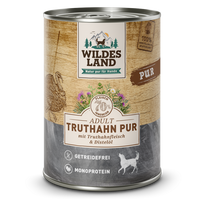 WILDES LAND turkey pure begrūdžiai konservai suaugusiems šunims su kalakutiena, 400 g