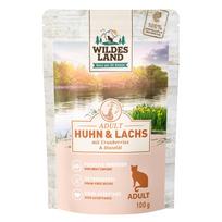 WILDES LAND chicken&salmon begrūdžiai konservai katėms su vištiena ir lašiša, 100 g