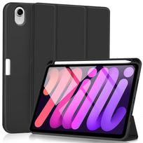 eSTUFF iPad Mini 6 / 7. MIAMI Pencil  Case Black PU leather front