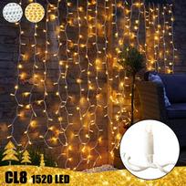 1520 LED 2x7 Girlianda Užuolaida – Krioklys PRO PLIUS ST CL8 : LED lempučių spalva - Šiltai Balta (WW)