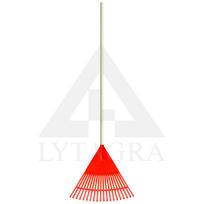 QR Grėblys "vėduoklė" plast. P 48cm su med.kot.L 1,4m, VERTAS (RG2)