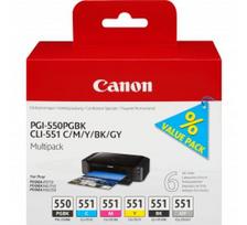 Canon PGI-550/CLI-551 (6496B005) Rašalinių kasečių komplektas, PGBK/C/M/Y/BK/GY