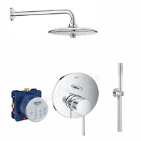 Grohe Essence potinkinio dušo maišytuvo komplektas su lietaus dušo galva, chromo spalvos