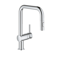 Grohe Minta chromo spalvos virtuvinis maišytuvas su ištraukiamu dušeliu 32322002