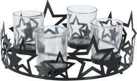Stiklinė žvakidė STAR, 4 žvakėms, juodos sp., 22,7 x 8 cm