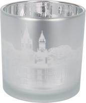 Stiklinė žvakidė SILVER, sidabrinės sp., 15 x 15 cm