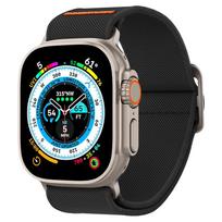 Juodas tekstilinis dirželis "Spigen Fit Lite Ultra" laikrodžiui Apple Watch 4 / 5 / 6 / 7 / 8 / 9 / 10 / 11 / SE / ULTRA (44 / 45 / 46 / 49 MM)
