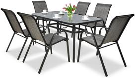Lauko baldų komplektas Bologna, 150 cm, 6+1, Mixed Grey