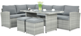 Lauko baldų komplektas SALO + su pufais, Stone Grey