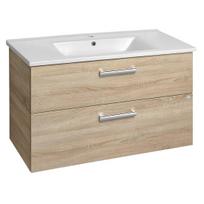 Vonios spintelė su praustuvu Aqualine Vega 100cm, platininio ąžuolo spalvos