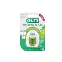 GUM TWISTED FLOSS, siūlas tarpdančiams, 30 m, pintas, vaškuotas, su žaliąja arbata