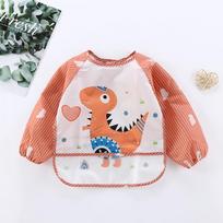 Neperšlampanti prijuostė - seilinukas su rankovėmis (oranžinis dinozauras)