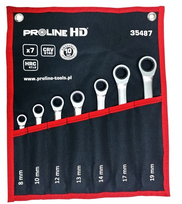 Klucze Terkšliniai atviri raktai, 7 vnt. (8-19 mm), CV, proline "HD"