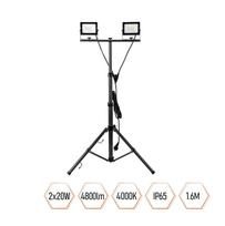 LED prožektorius su stovu SPECTOR LIGHT Tripod, IP65, 2 x 30 W,  2 x 2400 lm, h1,6 m