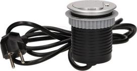 Orno Lizdas Baldų lizdas - 6 cm, įleidžiamas į stalviršį, su dangteliu, USB įkrovikliu ir 1,8 m laidu, 1x2P+Z, 1xUSB