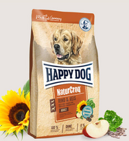 HAPPY DOG Natur- Croq jautiena su ryžiais 15kg + STAIGMENA ŠUNIUI