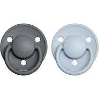 BIBS De Lux Natural Rubber Size 2: 6+ months čiulptukas Iron / Baby Blue 2 vnt.