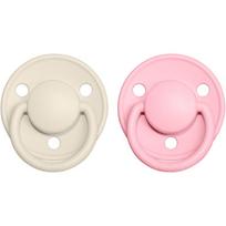 BIBS De Lux Natural Rubber Size 2: 6+ months čiulptukas Ivory / Baby Pink 2 vnt.
