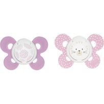 Chicco Physio Comfort 6-16m čiulptukas Girl - Dots/Cat 2 vnt.