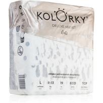 Kolorky Deluxe Velvet Dots vienkartinės ekologiškos sauskelnės L dydis 8-13 kg 19 vnt.