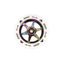 Triukinio paspirtuko ratukas Monkey 5-spoke white on neochrome 110mm