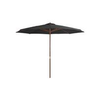 Lauko skėtis su mediniu stulpu, antracito spalvos, 350 cm