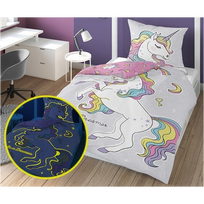Vaikiškos fluorescencinės patalynės komplektas su dvipusiu raštu UNICORN