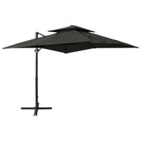 Gembinis sodo skėtis su dvigubu viršumi 250x250cm (tamsiai pilkas)