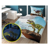 Vaikiškos fluorescencinės patalynės komplektas su dvipusiu raštu T-REX