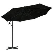 Gembinis sodo skėtis su LED lempomis 300cm (juodas)