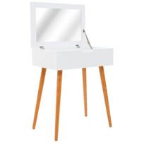 Kosmetinis staliukas su atlenkiamu veidrodžiu 60x40x75cm (baltas)
