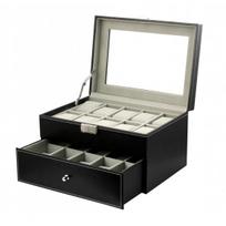Laikrodžių - papuošalų dėžutė elegantiška 20 vietų PD46 (juoda)