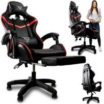 Žaidimų - biuro kėdė su atrama kojoms EC GAMING (juoda-raudona juosta)