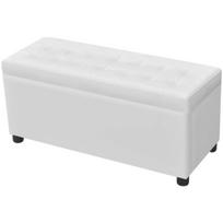 Suoliukas - daiktadėžė dirbtinės odos 87 cm ilgio (baltas)