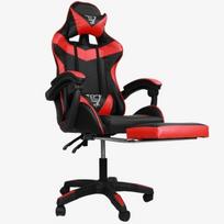 Žaidimų - biuro kėdė su atrama kojoms EC GAMING (juoda-raudona)