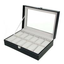 Laikrodžių - papuošalų dėžutė elegantiška 12 vietų (juoda)