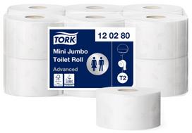 Tualetinis popierius TORK Advanced Mini Jumbo T2, rulone, 170m, 2 sl., perdirbtas pluoštas