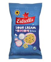 Kukurūzų traškučiai ESTRELLA BITES grietinės ir svogūnų skonio,110 g