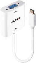 Adapteris - LINDY USB Type C į VGA Konverteris, Baltas