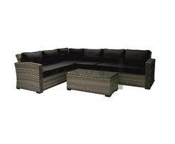 Lauko baldų komplektas GENEVA stalas, kampinė sofa, tamsiai pilkas