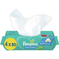 Pampers Fresh Clean drėgnosios servetėlės vaikams jautriai odai 4x80 vnt.