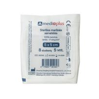 AMEDIPLUS, servetėlės sterilios marlinės 5x5cm, 8 sluoksnių N5