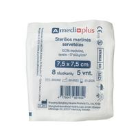 AMEDIPLUS, servetėlės sterilios marlinės 7,5x7,5cm, 8 sluoksnių N5